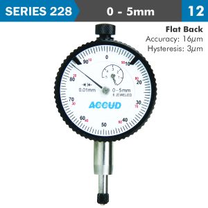 SHOCKPROOF DIAL INDICATOR FLAT BACK 5MM