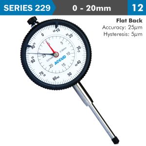 DIAL INDICATOR FLAT BACK 20MM
