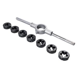 DIE HSS M3 - M12 AND DIE HOLDER SET 8PCE 3-12MM CARDED