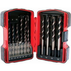 MASONRY DRILL BIT SET 16PC 3 - 16mm IN PLASTIC CASE