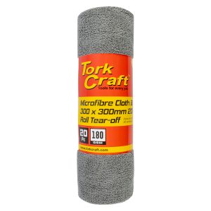 MICROFIBRE CLOTH BLUE 300MM X 300MM 20PC ROLL TEAR-OFF 180GSM
